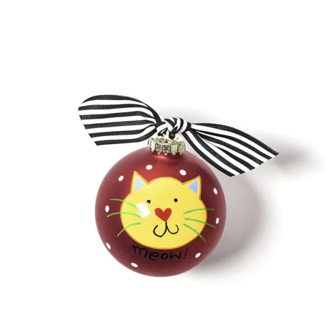 Coton Colors Meow Red Cat Glass Ornament