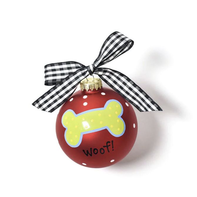 Coton Colors Woof Dog Bone Glass Ornament