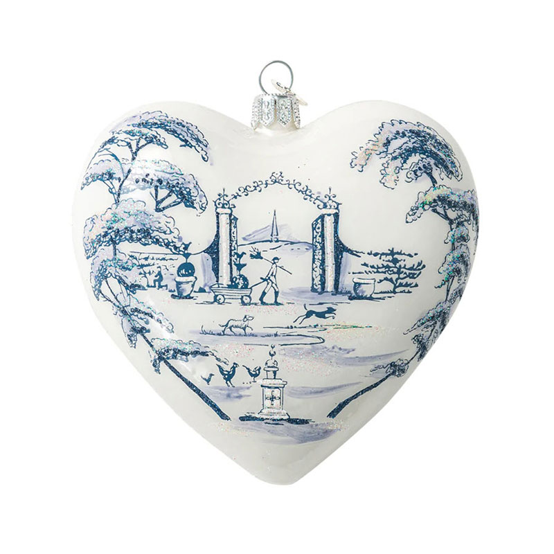 Juliska Country Estate Heart Dated Glass Ornament, Delft