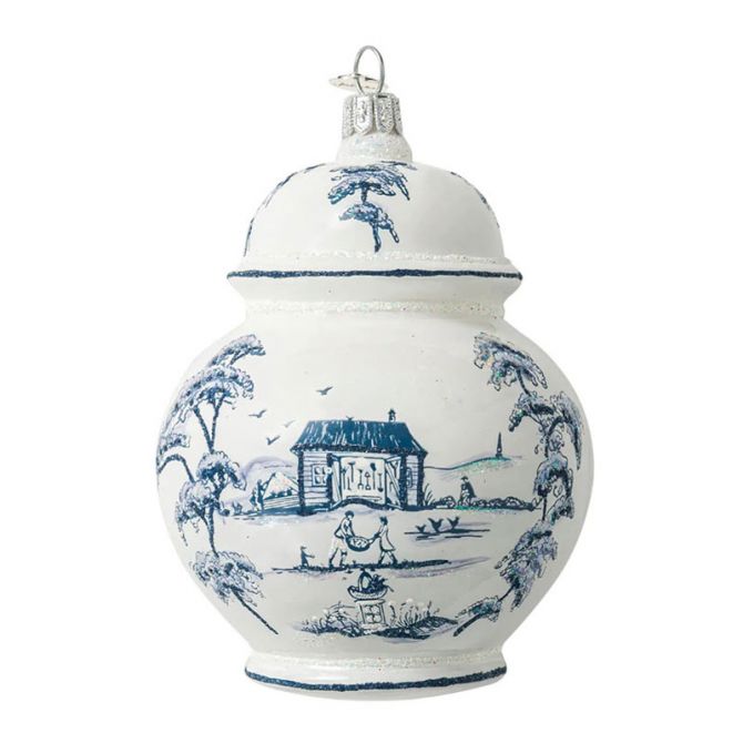 Juliska Country Estate Ginger Jar Glass Ornament, Delft