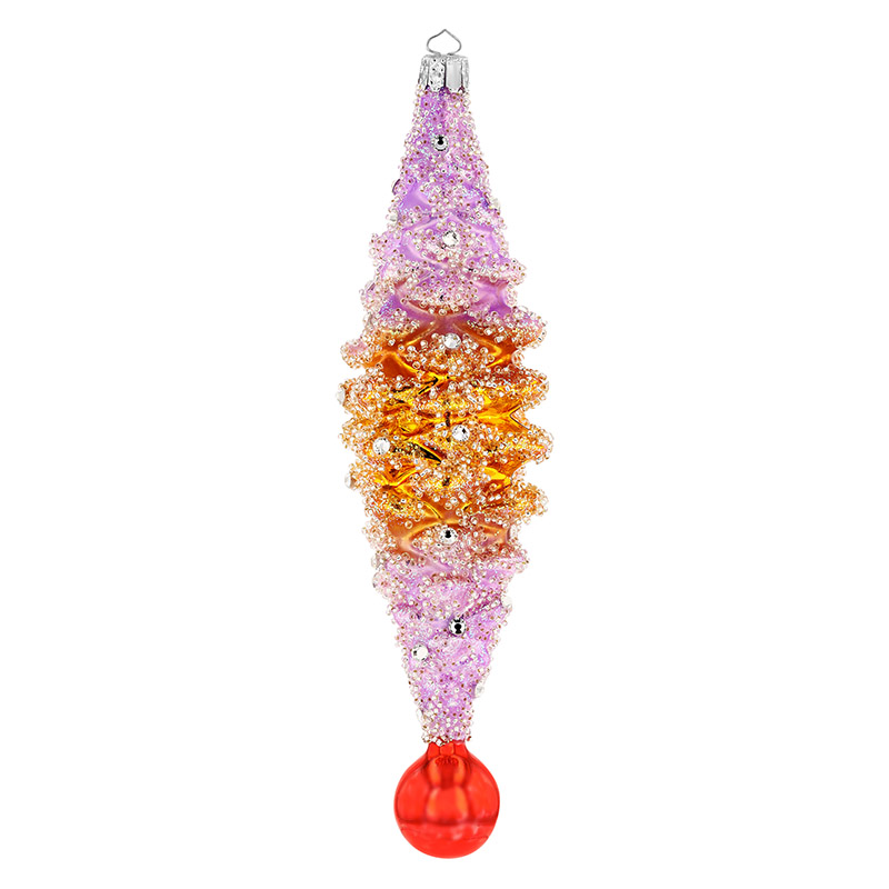 Heartfully Yours Cone Ornament, Purple and Orange