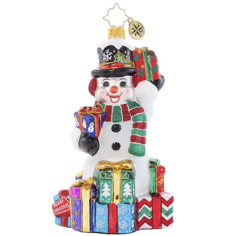 Christopher Radko Wrapped And Ready Snowman Ornament