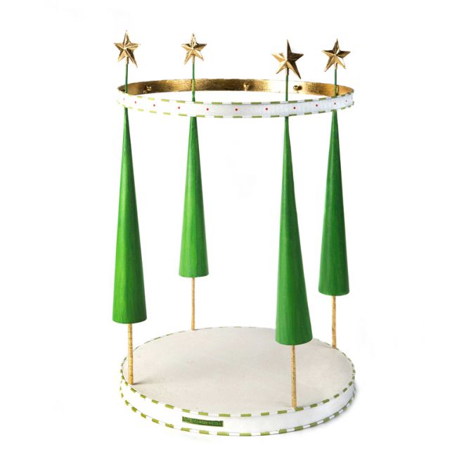 MacKenzie-Childs Patience Brewster Dash Away Reindeer Mini Ornament Display