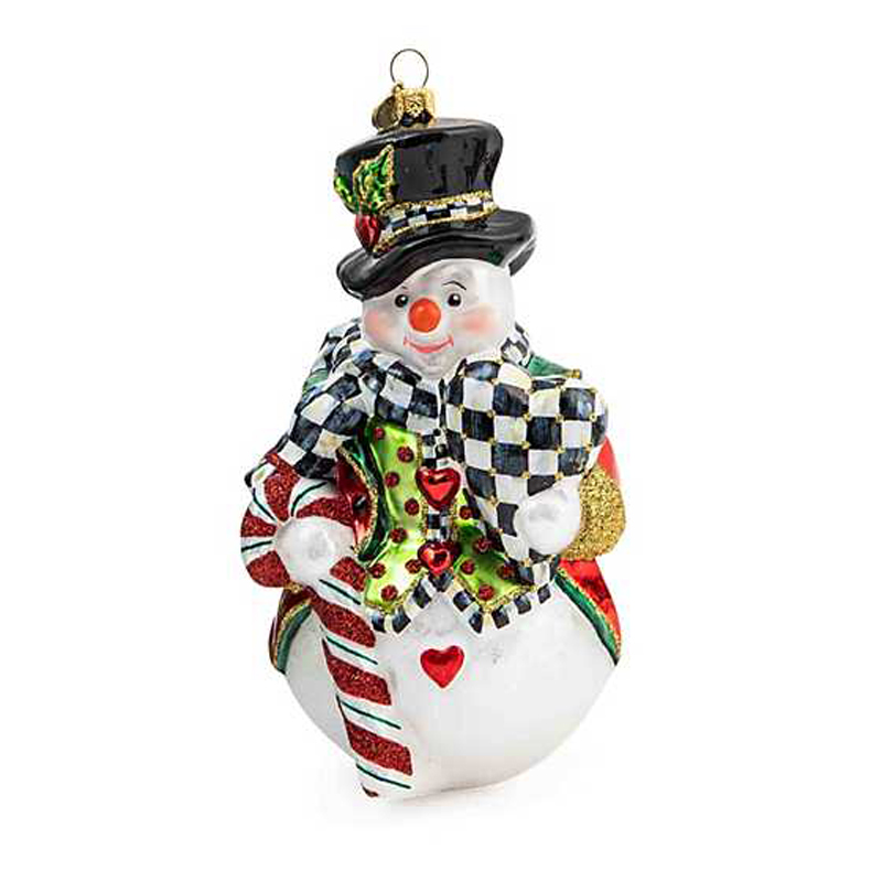 MacKenzie-Childs Glass Ornament, Candy Cane Snowman | 53913-2213