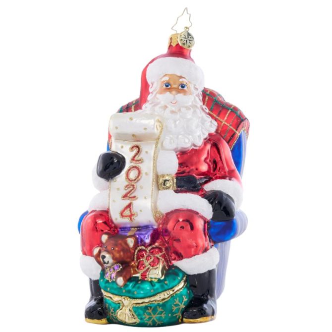 Christopher Radko Santa's 2024 Checklist Chair Gem Ornament