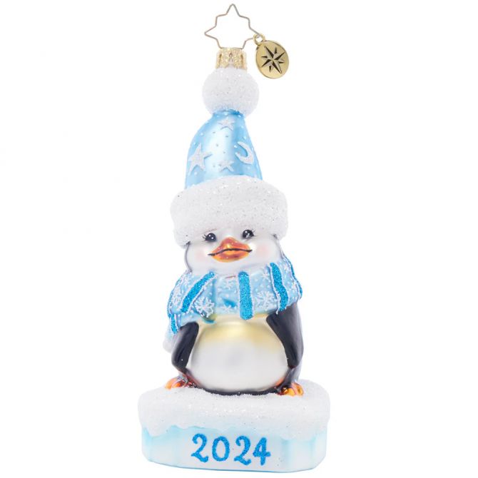 Christopher Radko 2024 Precious Penguin Blue Ornament