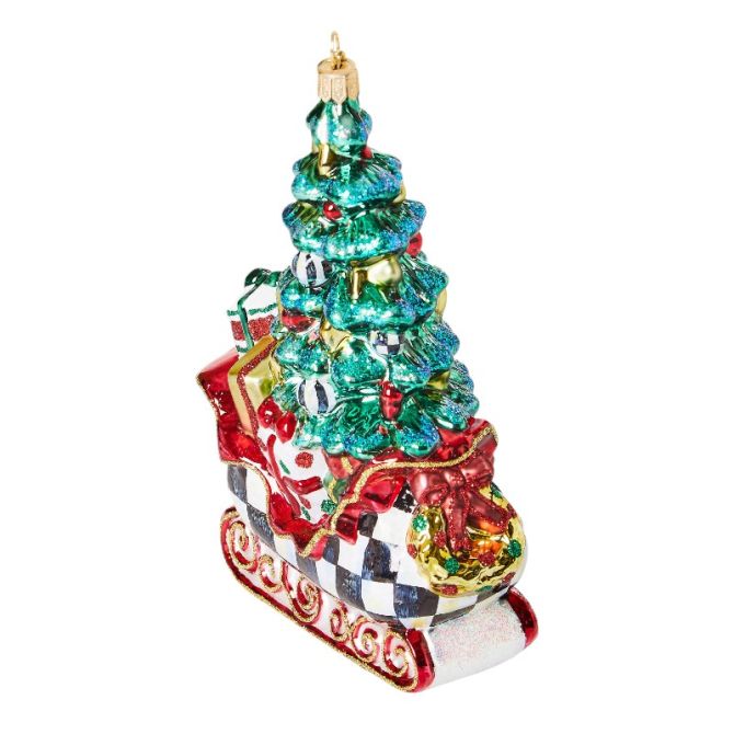 MacKenzie-Childs Courtly Tree Sleigh Glass Ornament