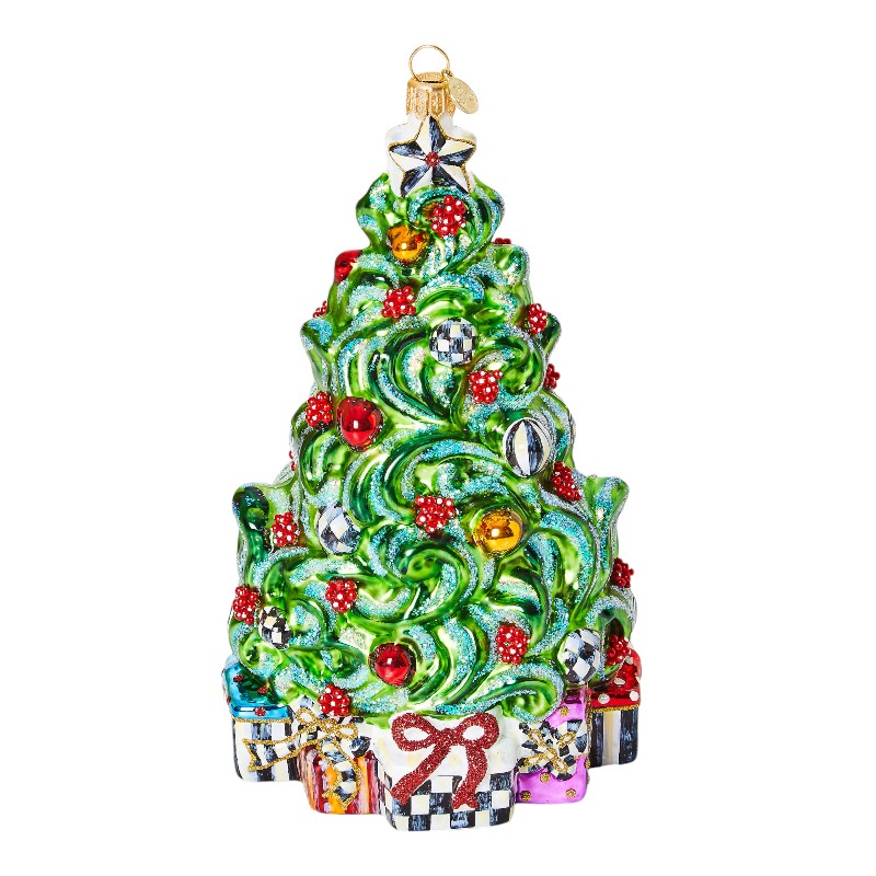 MacKenzie-Childs Classic Courtly Christmas Tree Glass Ornament