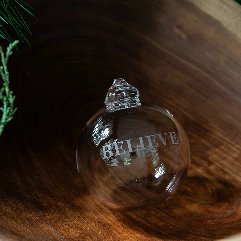 Simon Pearce LoveYourBrain Round Ornament, Believe