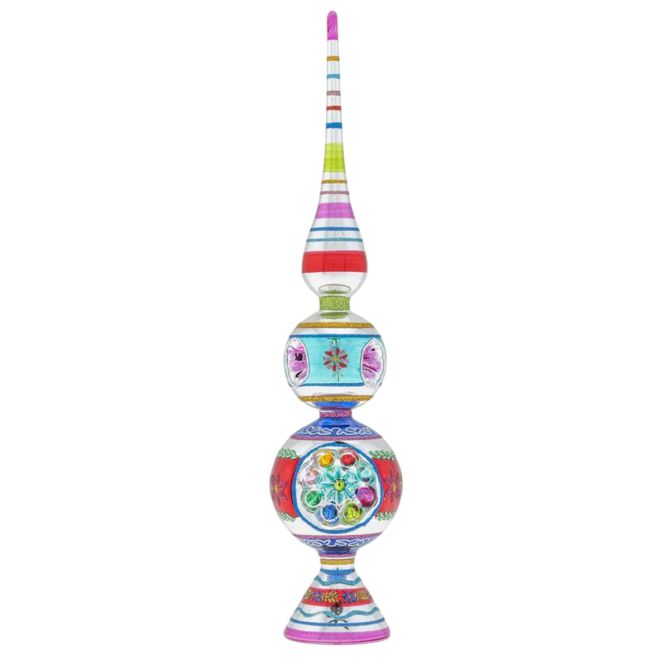 Christopher Radko Christmas Confetti Finial stand with Reflectors Ornaments, 13"