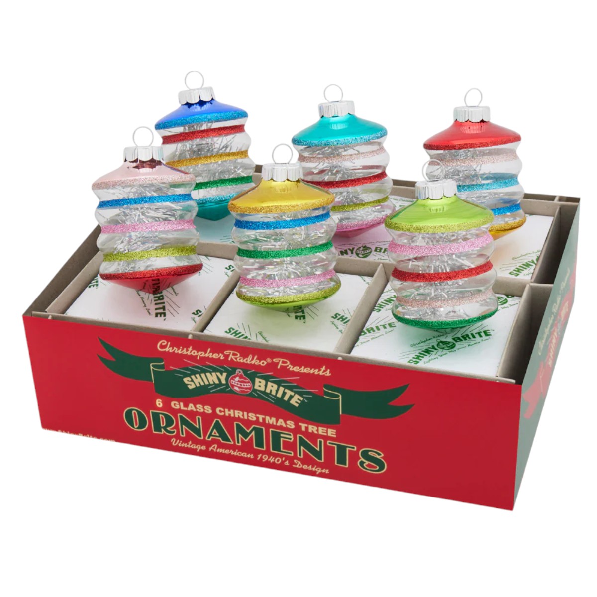 Christopher Radko Christmas Confetti Lantern Ornaments, Set of 6