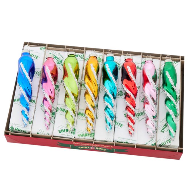 Christopher Radko Christmas Confetti 6" Glass Ornaments, Set of 8