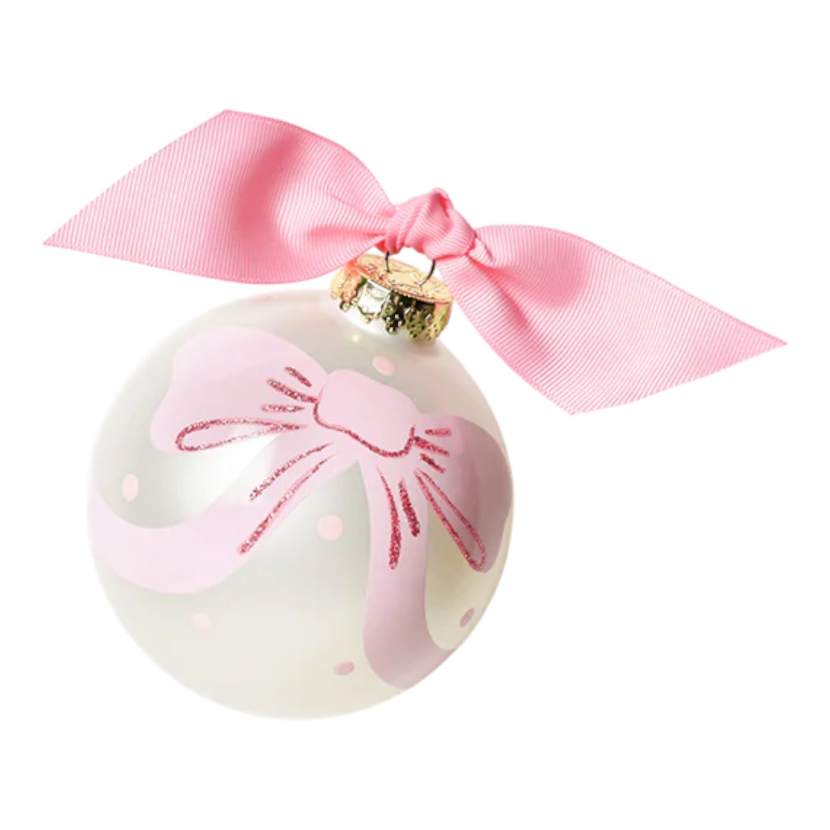 Coton Colors Little Love Pink Bow Glass Ornament