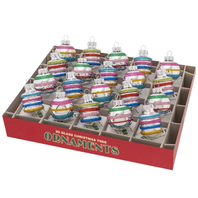 Christopher Radko Christmas Confetti Shapes and Rounds Ornaments, 20 Count