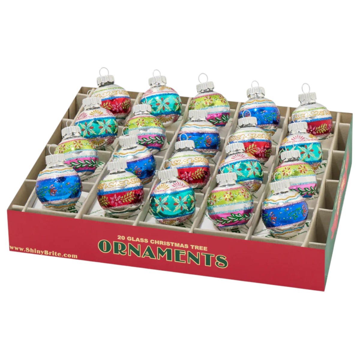 Christopher Radko Christmas Confetti 20 Count Decorated Rounds Ornaments, 1.25