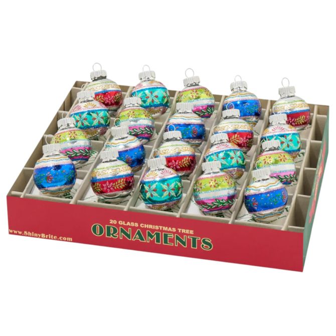 Christopher Radko Christmas Confetti 20 Count Decorated Rounds Ornaments, 1.25"