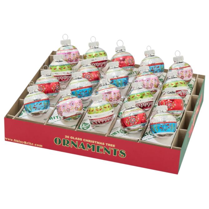 Christopher Radko Festive Fete 20 Count Decorated Rounds Ornaments, 1.25"