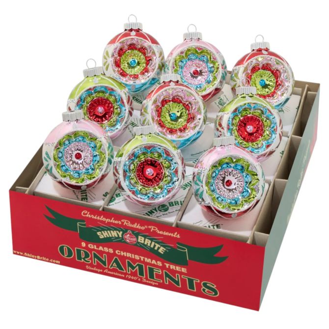 Christopher Radko Festive Fete 9 Count Reflector Rounds 2025 Ornaments, 2.5"