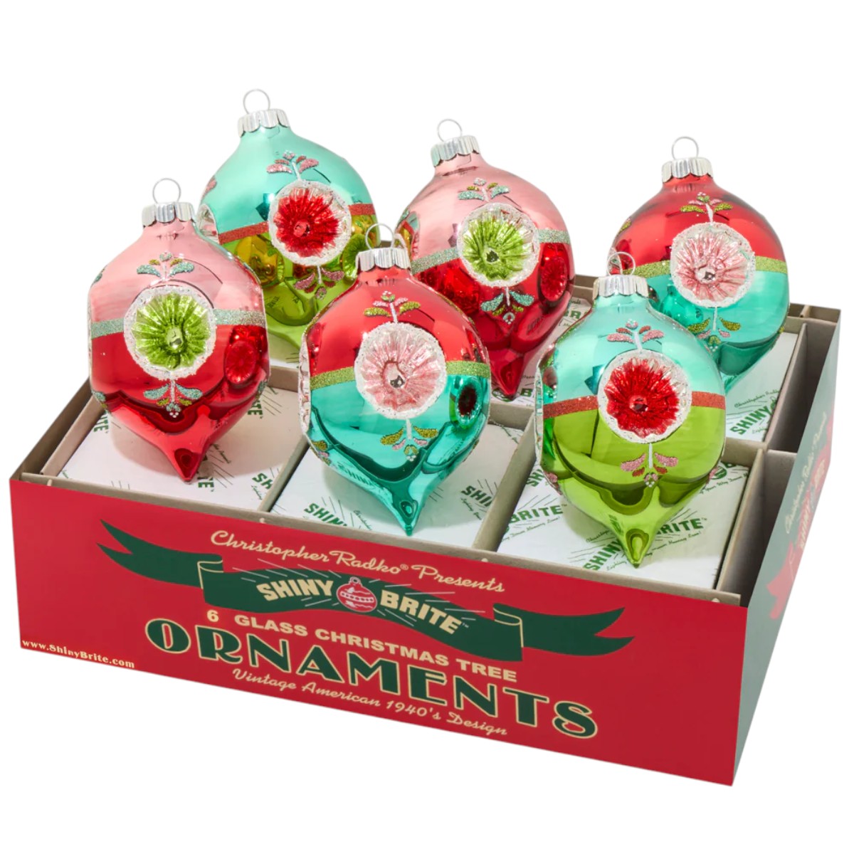 Christopher Radko Festive Fete 6 Count Decorated Reflector Tulips 2025 Ornaments, 3.25