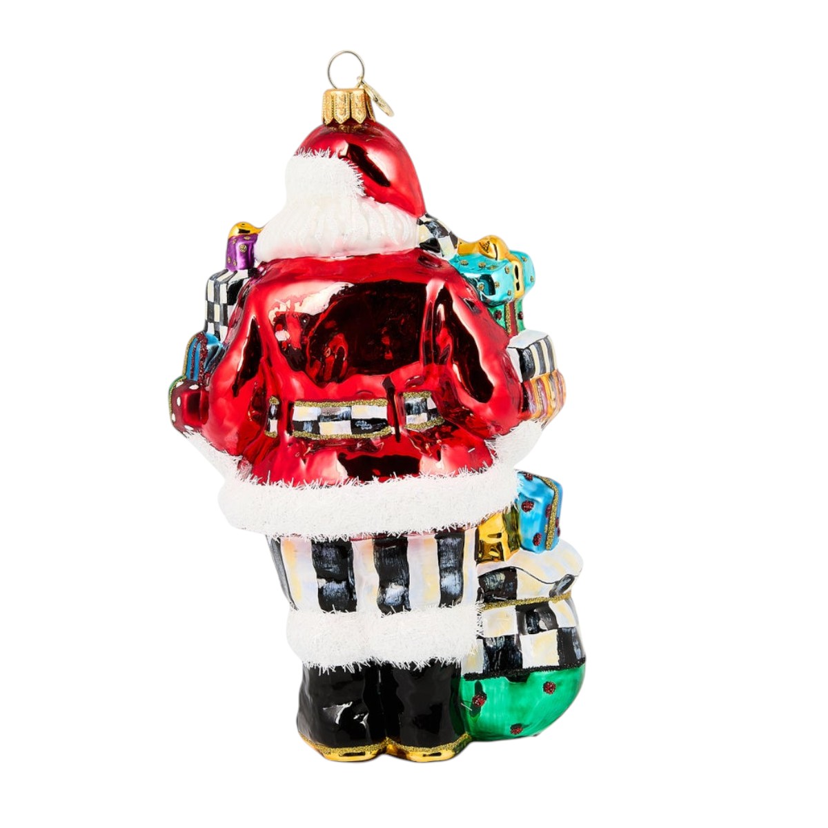 MacKenzie-Childs Santa With Gifts Glass Ornament