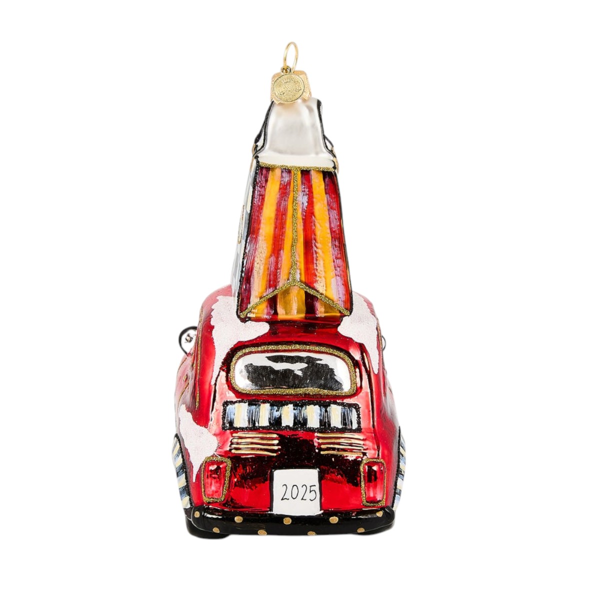 MacKenzie-Childs Christmas Shopping Car Glass Ornament