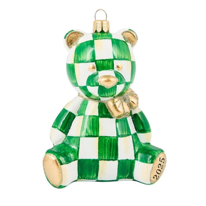 MacKenzie-Childs 2025 Emerald Bear Glass Ornament