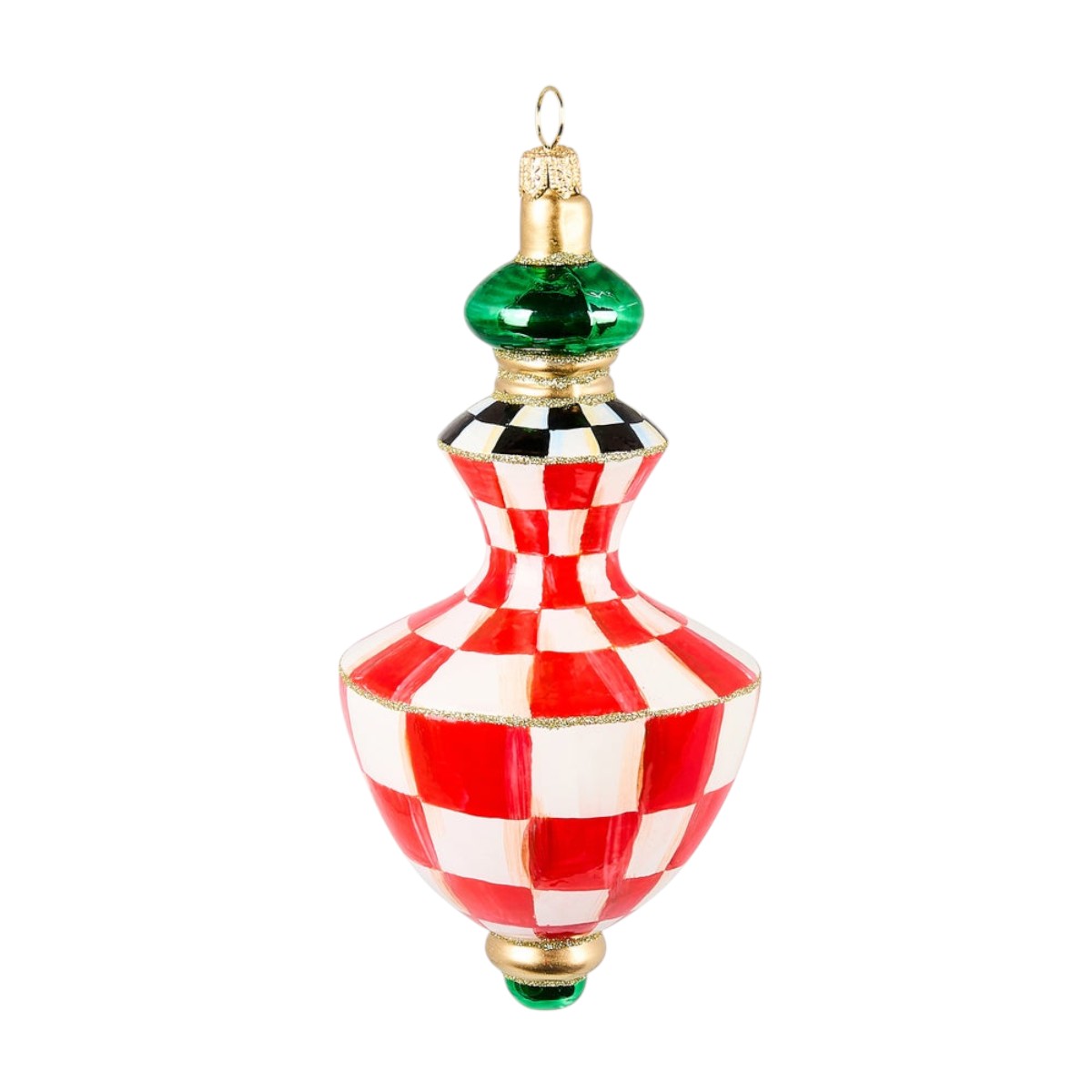 MacKenzie-Childs Check It Out Hourglass Drop Glass Ornament