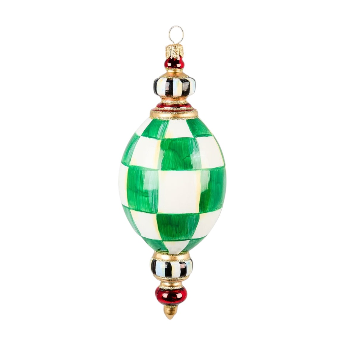 MacKenzie-Childs Check It Out Oval Drop Glass Ornament