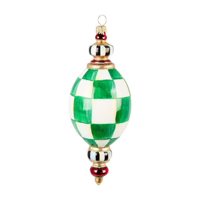MacKenzie-Childs Check It Out Oval Drop Glass Ornament