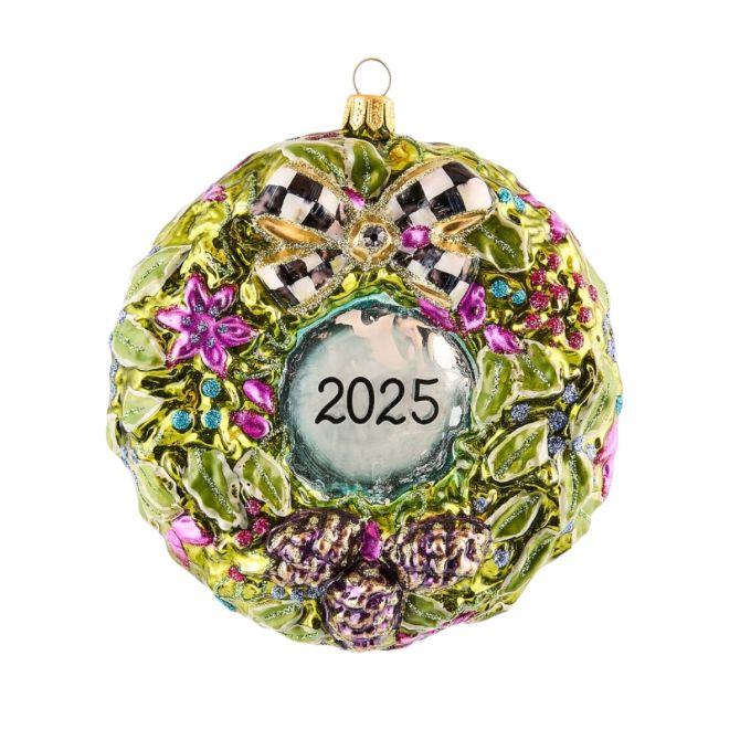 MacKenzie-Childs 2025 Floral Wreath Glass Ornament