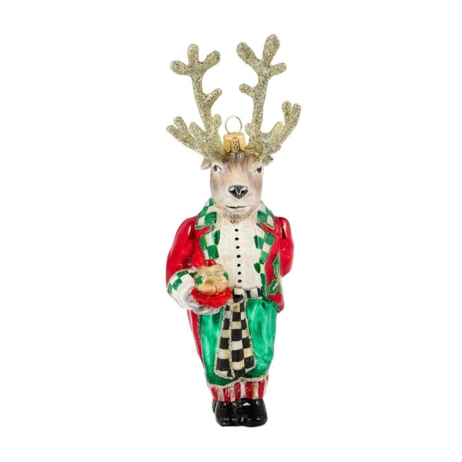 MacKenzie-Childs Check It Out Reindeer Butler Ornament