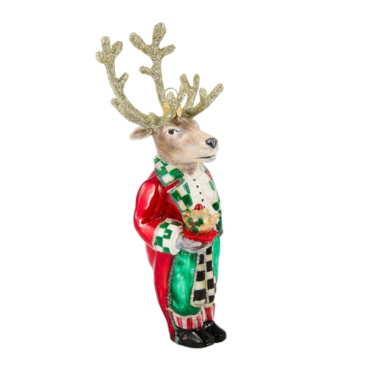 MacKenzie-Childs Check It Out Reindeer Butler Ornament