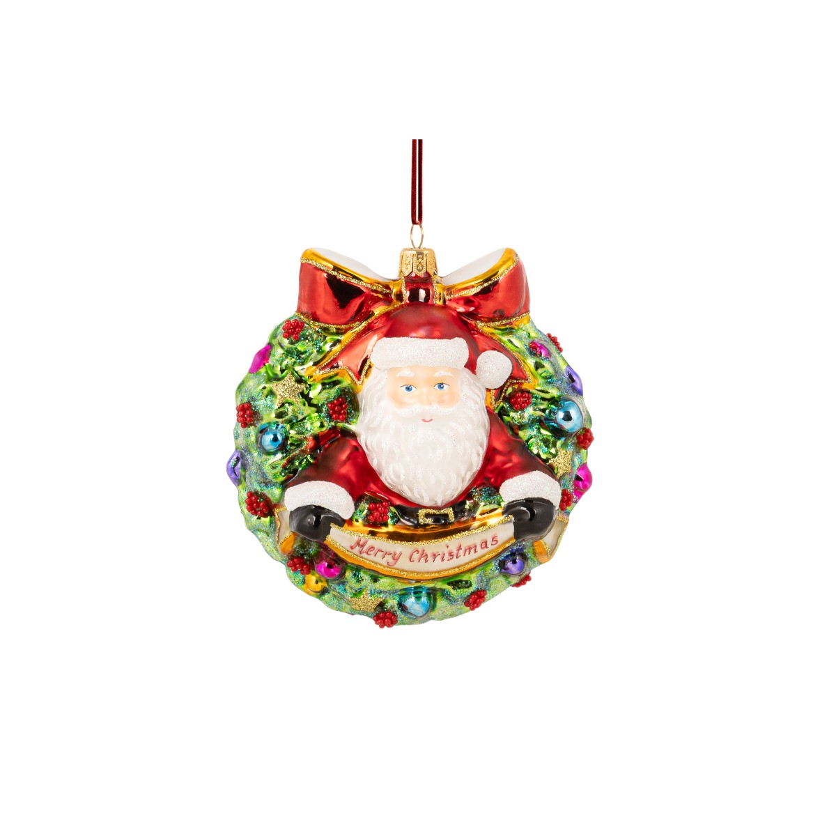 Santa Has Arrived Wreath Merry Christmas Ornament