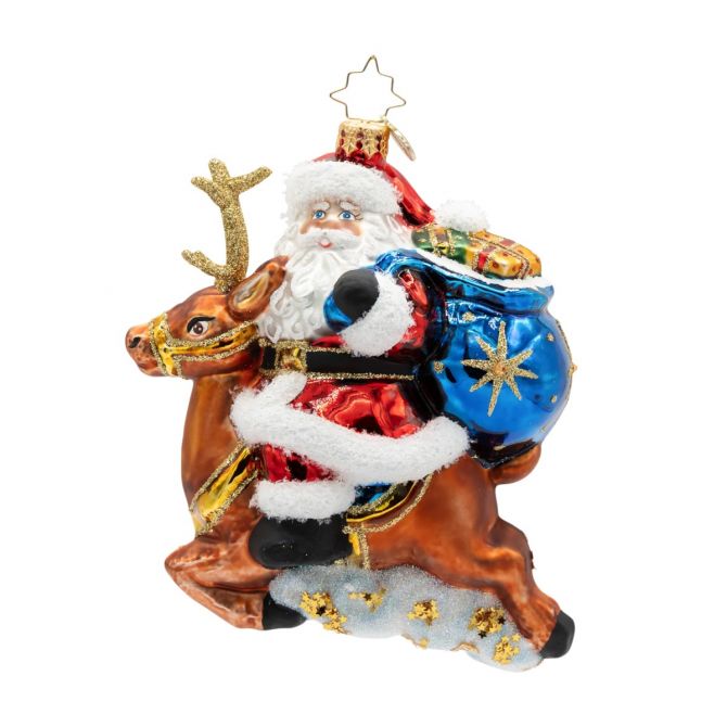 Christopher Radko Santa's Celestial Reindeer Ride Ornament