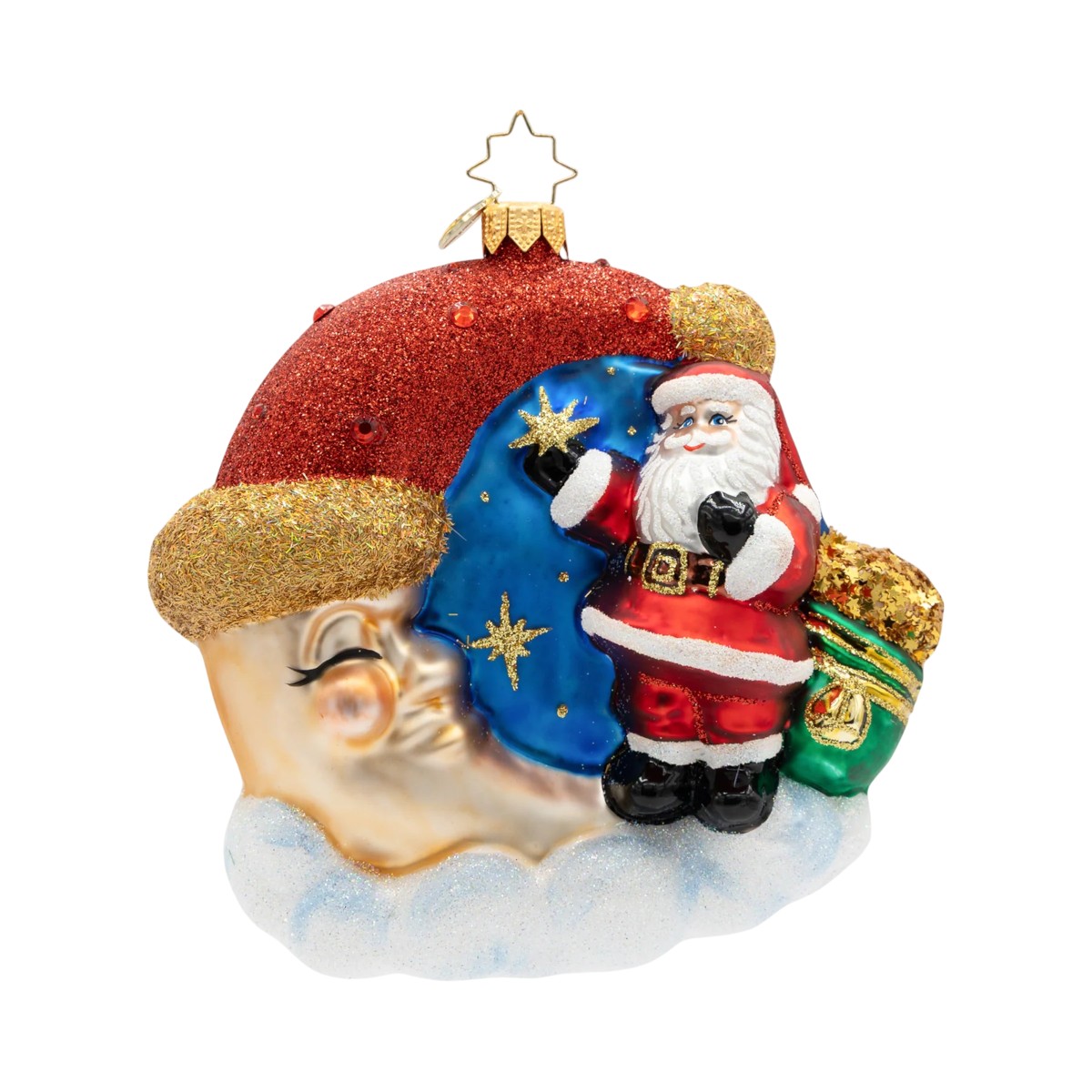 Christopher Radko Crescent Wishes Santa Ornament