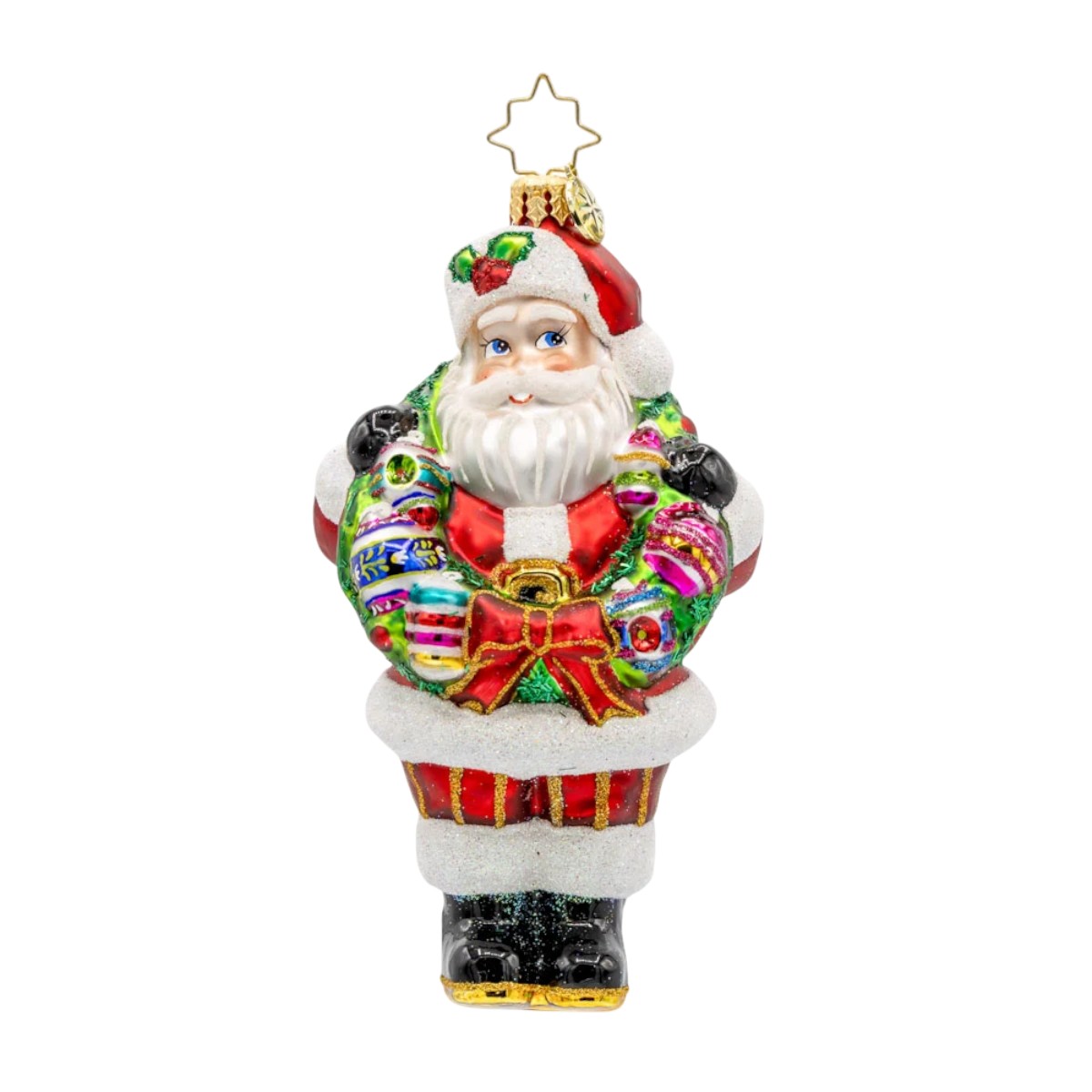 Christopher Radko Vintage Holiday Wreath Santa Ornament