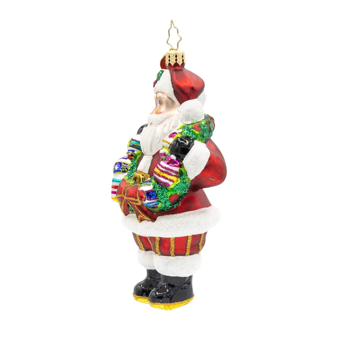 Christopher Radko Vintage Holiday Wreath Santa Ornament