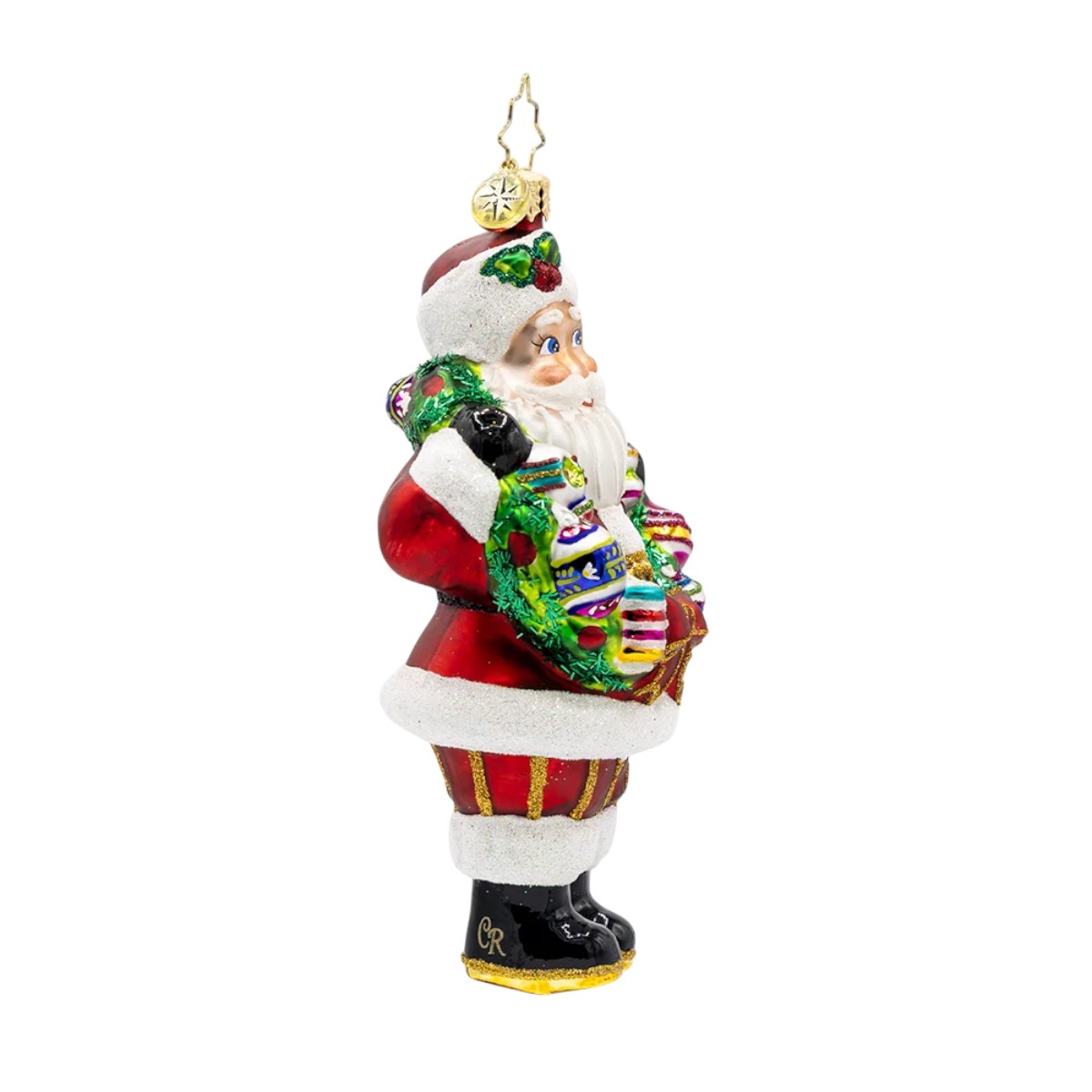 Christopher Radko Vintage Holiday Wreath Santa Ornament