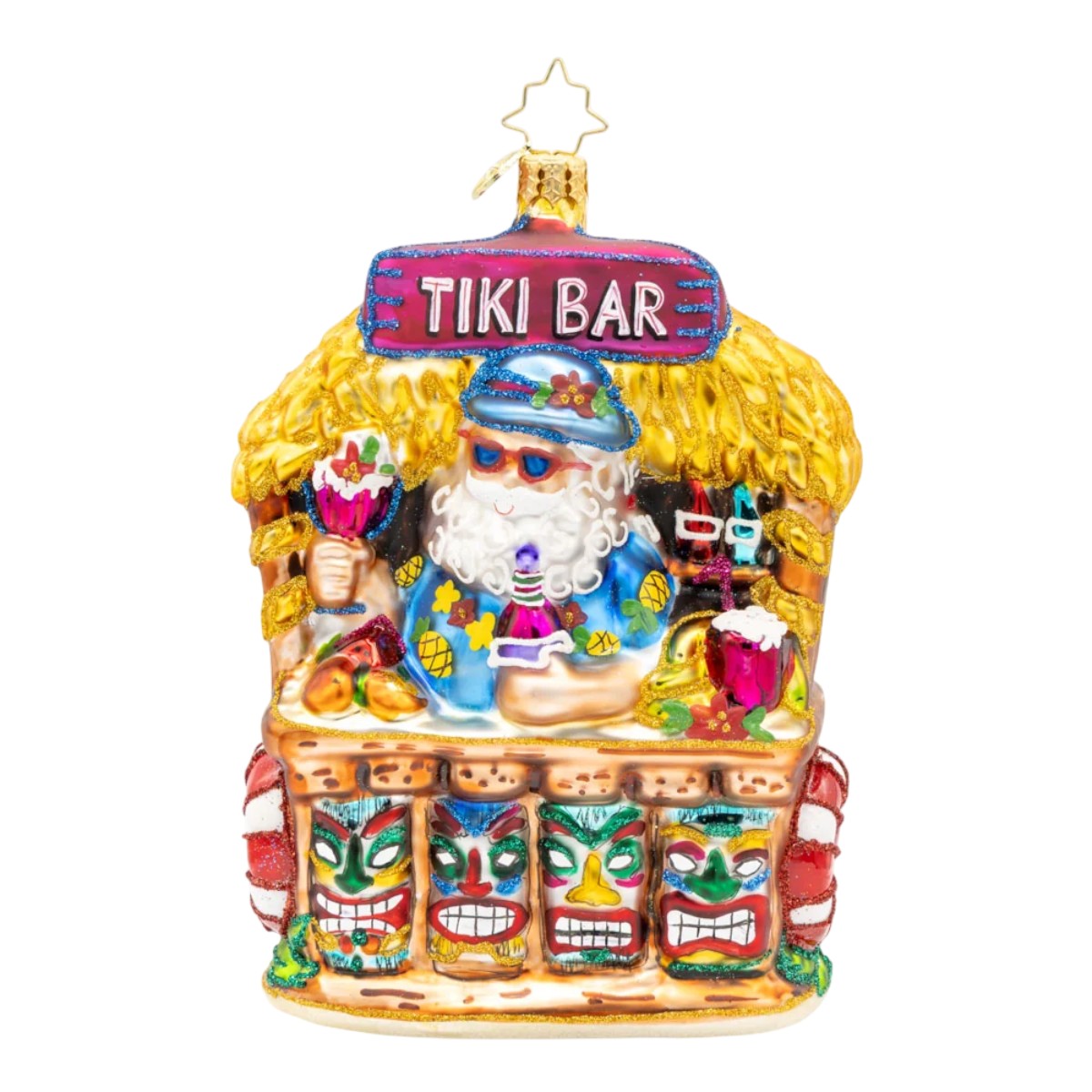 Christopher Radko Tiki Bar Santa Ornament