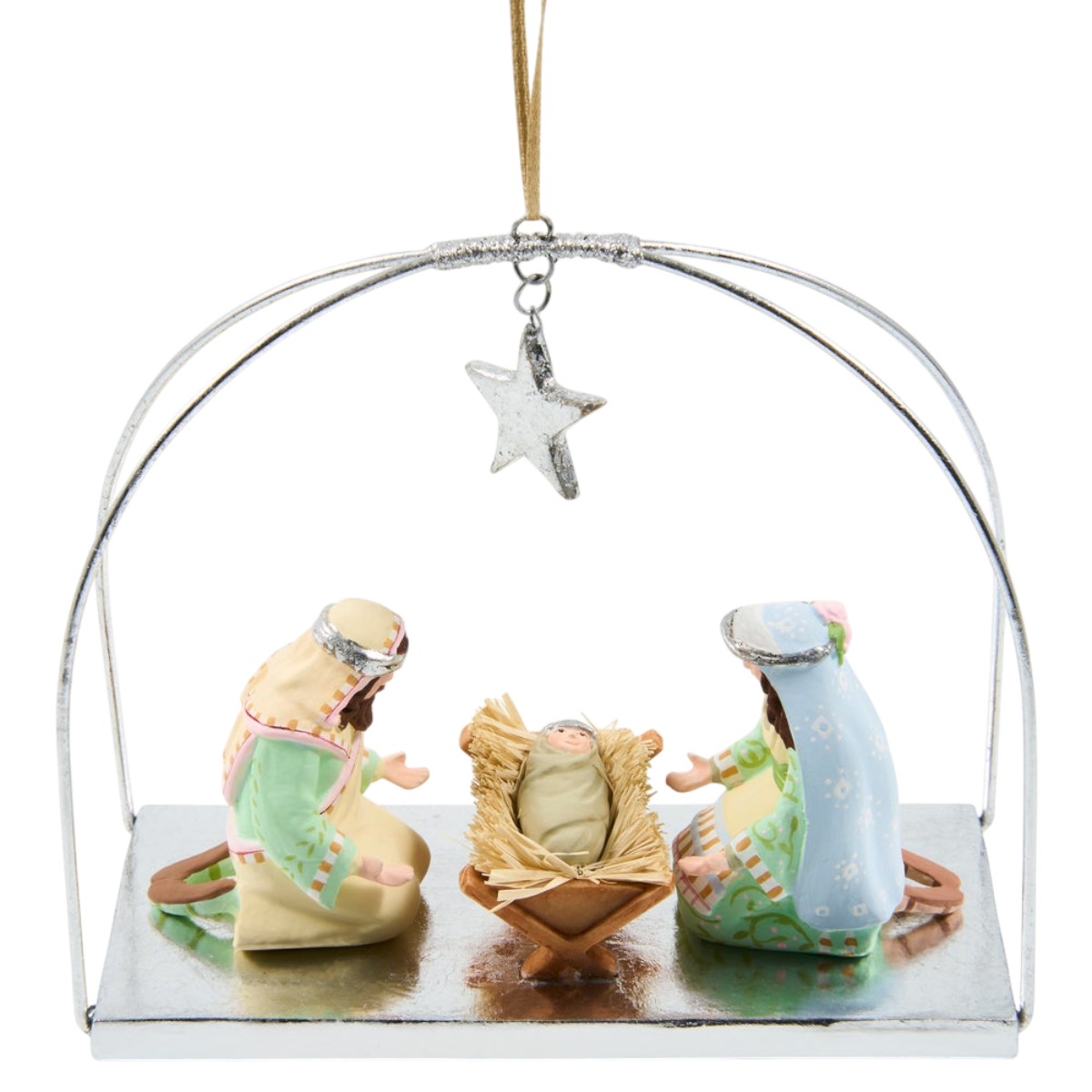MacKenzie-Childs Patience Brewster Silver Nativity Holy Family Ornament