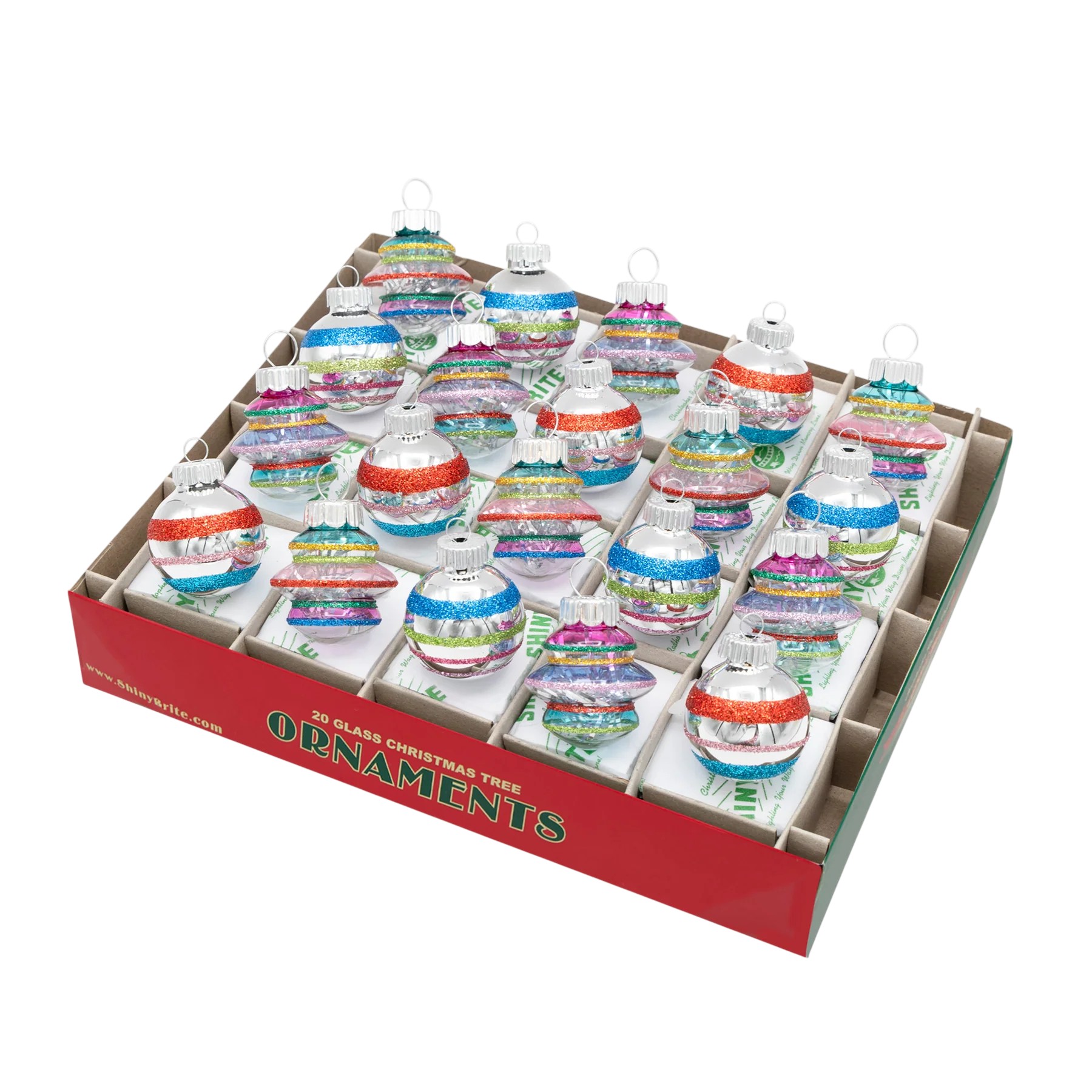 Christopher Radko Christmas Confetti 20 Count Shapes and Rounds Ornaments, 1.25