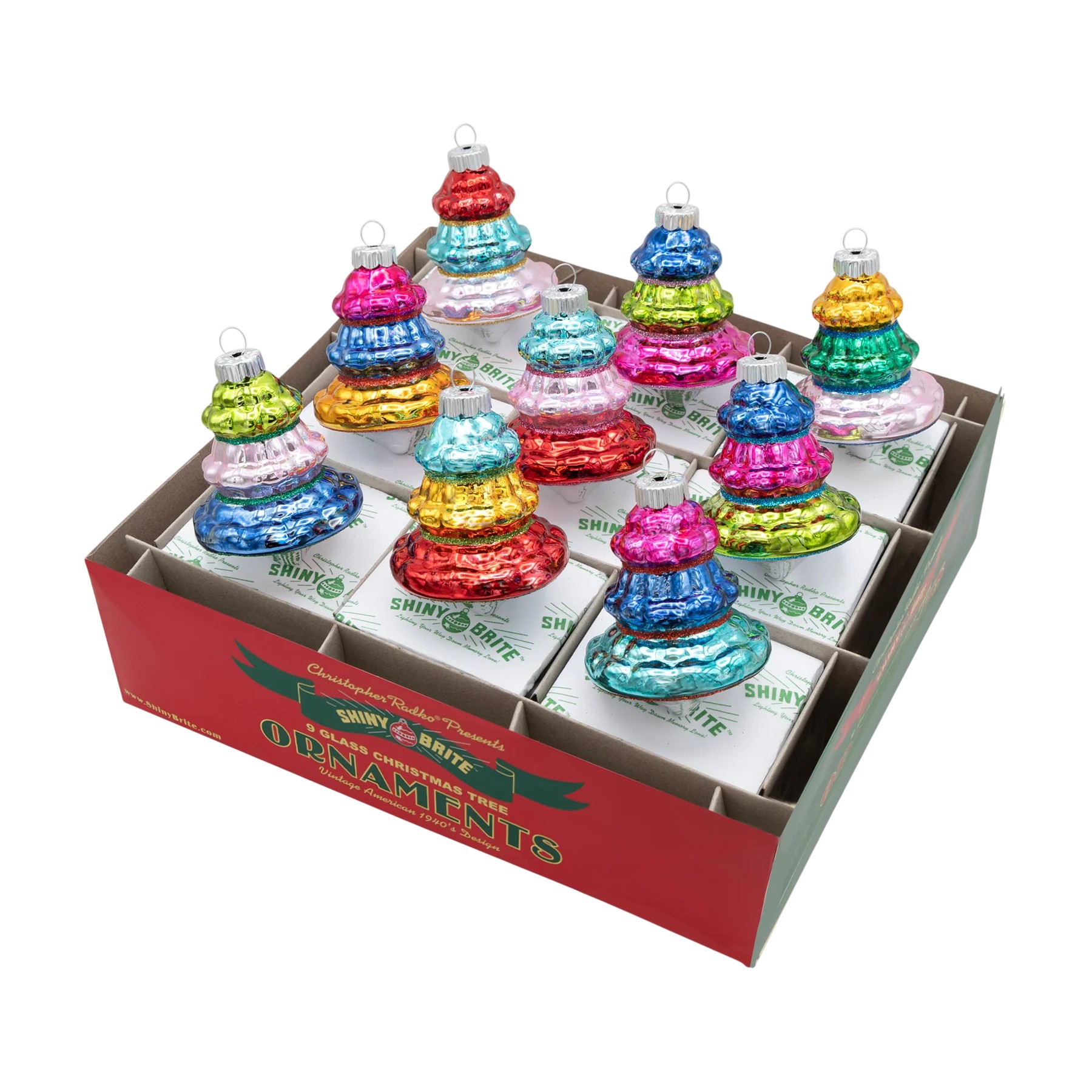 Christopher Radko Christmas Confetti 9 Count Shapes Ornaments, 2.5