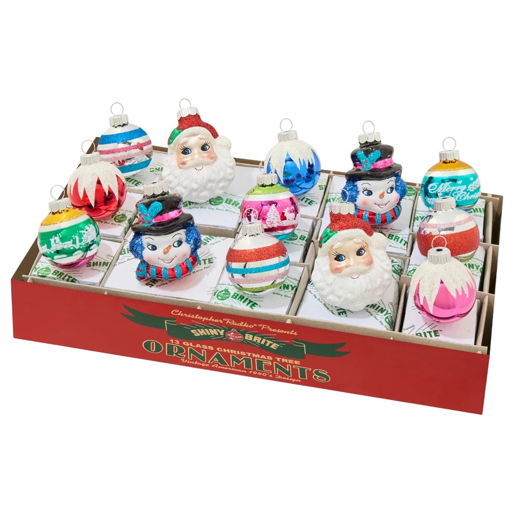 Christopher Radko Christmas Confetti 13 Count Figures and Decorated Rounds Ornaments
