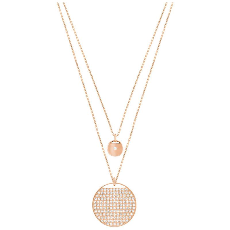 Swarovski Ginger Layered Pendant, White Crystal & Rose Gold Plating