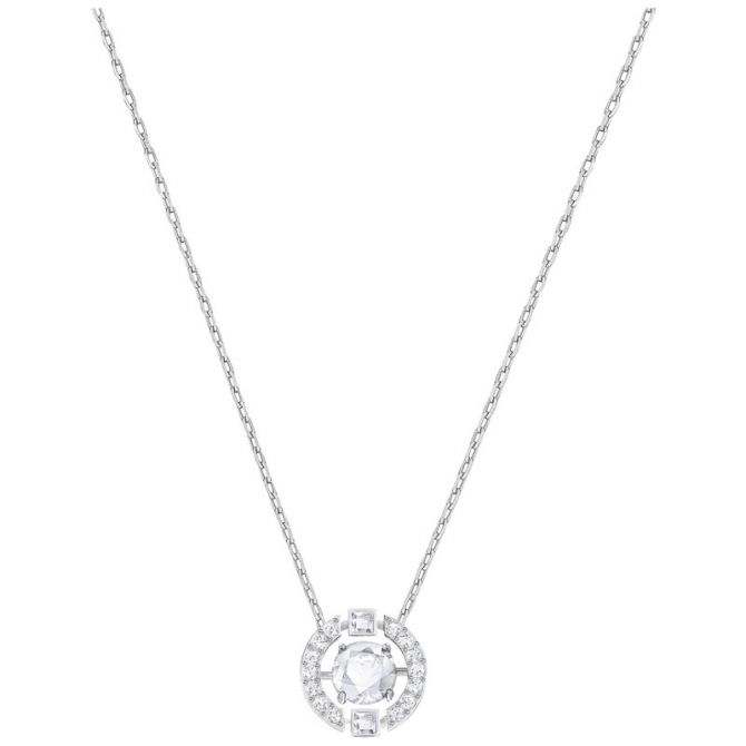 Swarovski Sparkling Dance Round Necklace, White Crystal & Rhodium plating