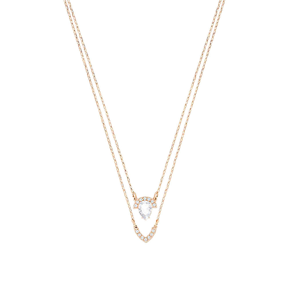 Swarovski Gallery Rose Tone Pear Crystal Layer Necklace | Borsheims