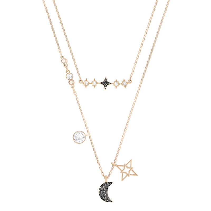 Swarovski Symbolic Moon and Star Layering Necklace, Set of 2