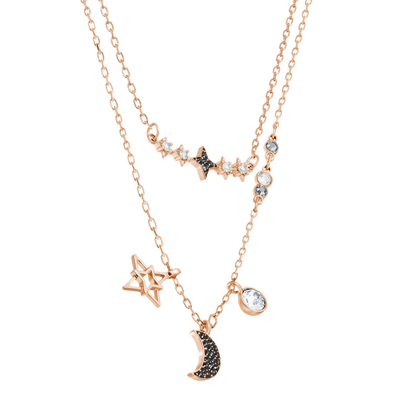 Swarovski Symbolic Moon and Star Layering Necklace, Set of 2