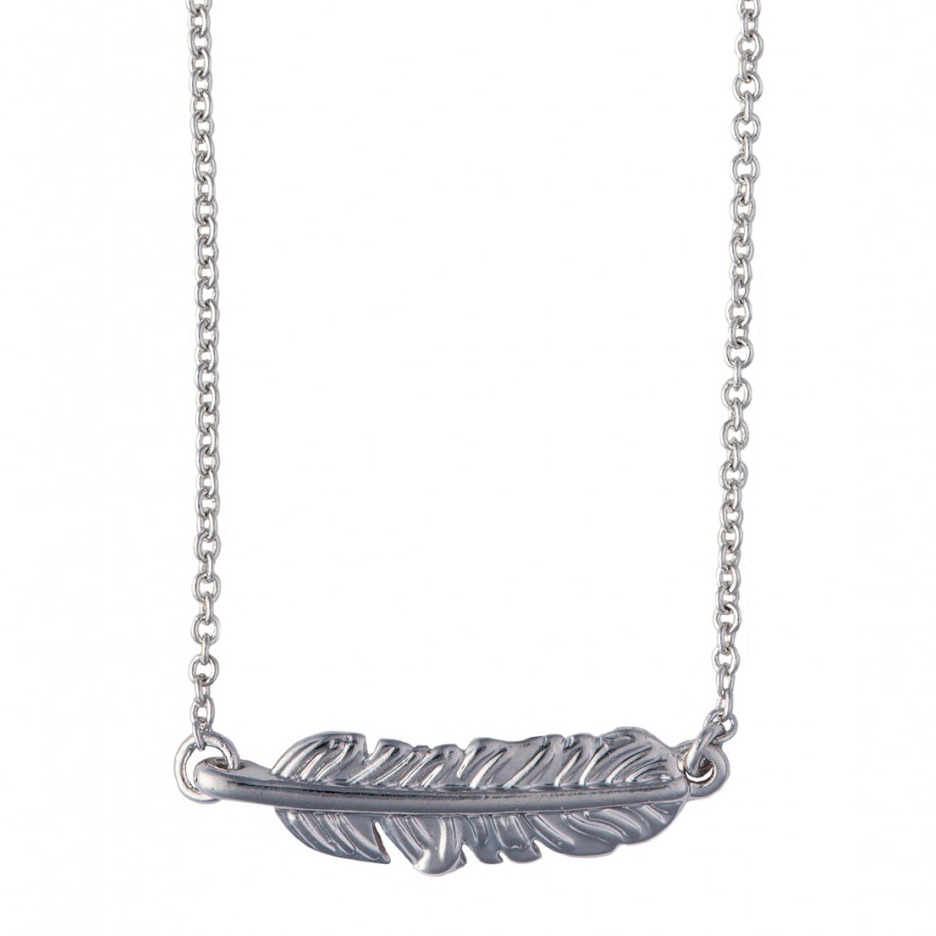 Spartina 449 Sea La Vie Follow Your Dreams / Feather Silver Necklace, 18