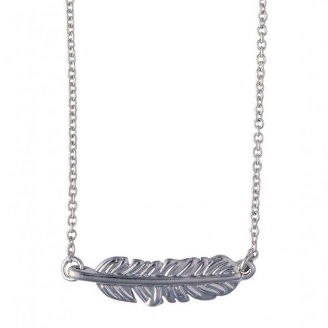 Spartina 449 Sea La Vie Follow Your Dreams / Feather Silver Necklace, 18"